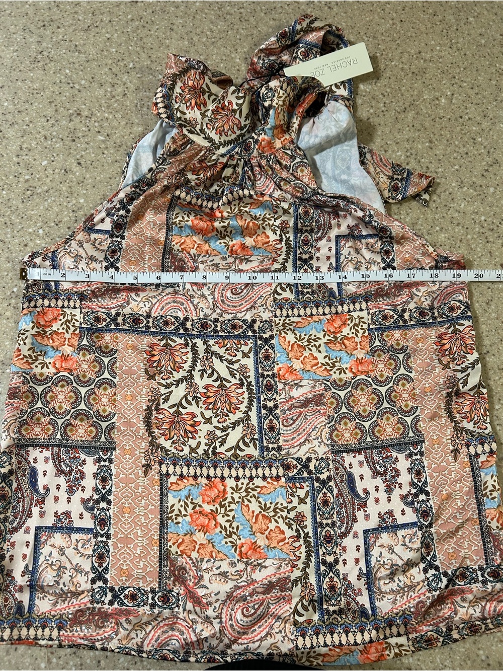 NWT Rachel Zoe Paisley Patchwork Halter Blouse Medium Mock Neck Boho Resort Top - Picture 7 of 7